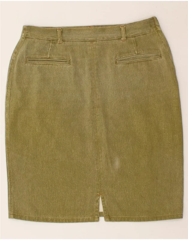 LAURA BIAGIOTTI Womens Denim Skirt W34 Large Green Cotton chiffon skirt floaty