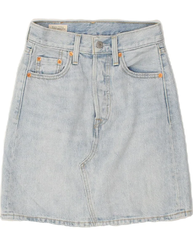 LEVI'S Womens Denim Skirt W24 XS Blue leather skirt durable