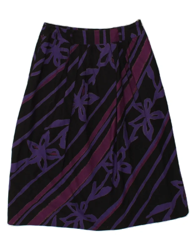 LUCIANO SOPRANI Womens A-Line Skirt EU 36 Small W26  Purple Striped Cotton cashmere skirt plush