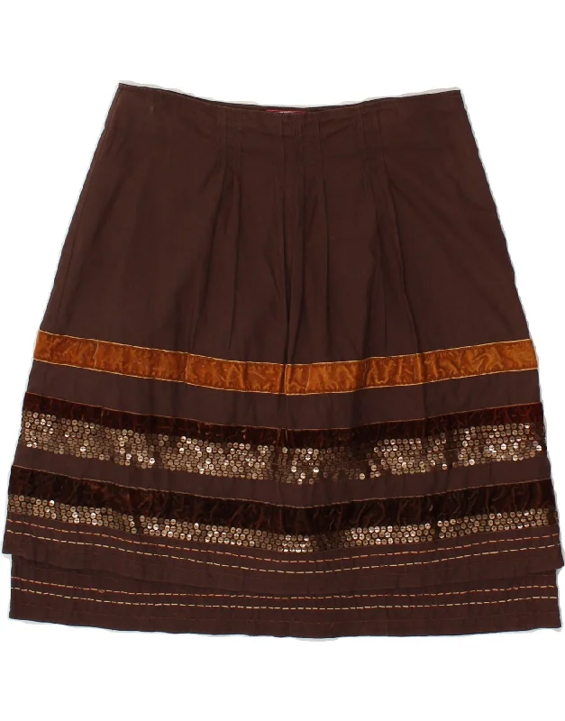 MAX & CO. Womens A-Line Skirt UK 10 Small W30 Brown Cotton velvet skirt luxury