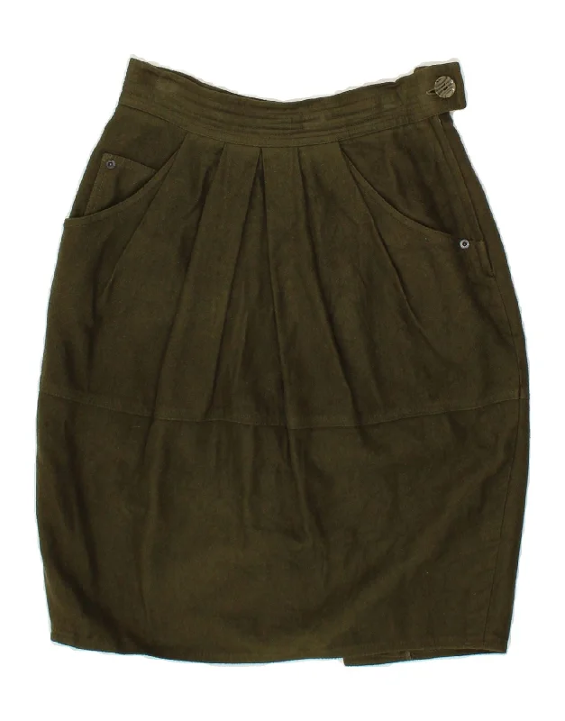 MAX MARA Womens Weekend Pencil Skirt UK 10 Small W26 Green Viscose asymmetrical skirt cut MAX MARA Womens Weekend Pencil Skirt UK 10 Small W26 Green Viscose asymmetrical skirt cut