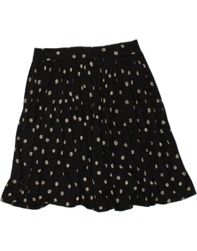 MOSCHINO Womens A-Line Skirt UK 10 Small W27 Black Polka Dot Silk zip skirt side