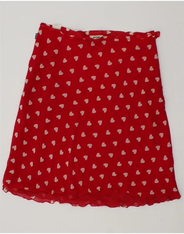 MOSCHINO Womens Abstract Pattern A-Line Skirt UK 18 XL W32 Red Viscose chiffon skirt airy MOSCHINO Womens Abstract Pattern A-Line Skirt UK 18 XL W32 Red Viscose chiffon skirt airy