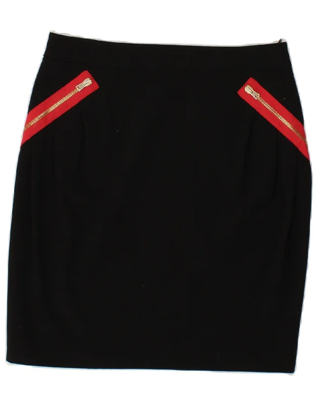 MOSCHINO Womens Pencil Skirt UK 10 Small W28 Black Polyester silk skirt lustrous
