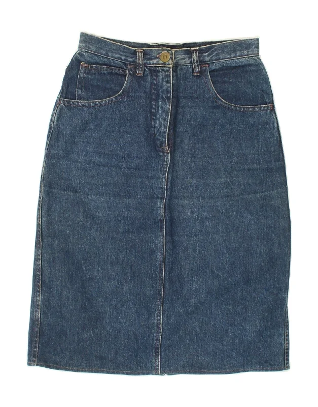 OFF LIMITS Womens High Waist Denim Skirt IT 46 Large W30 Blue Cotton pleated skirt texture OFF LIMITS Womens High Waist Denim Skirt IT 46 Large W30 Blue Cotton pleated skirt texture