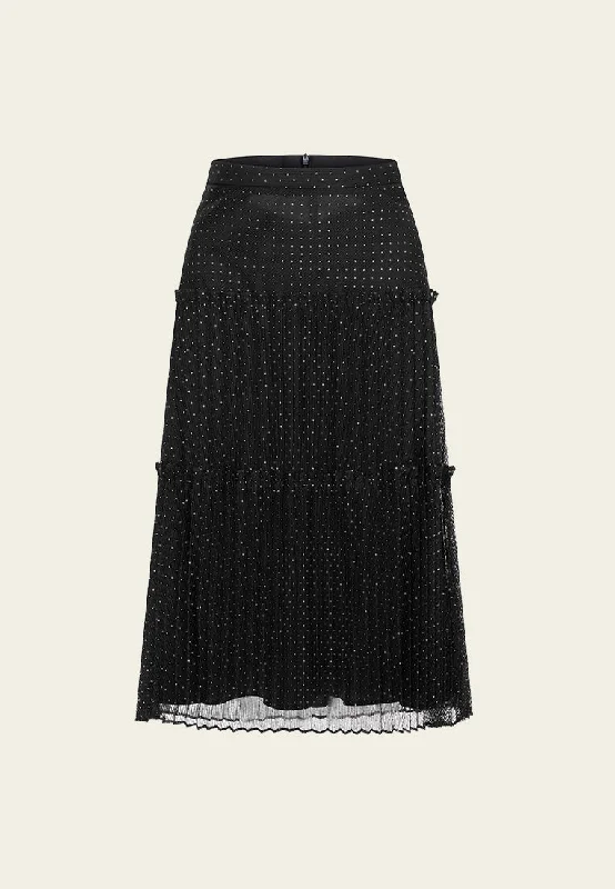 Paneled Mesh Embroidered Skirt lace skirt elegant