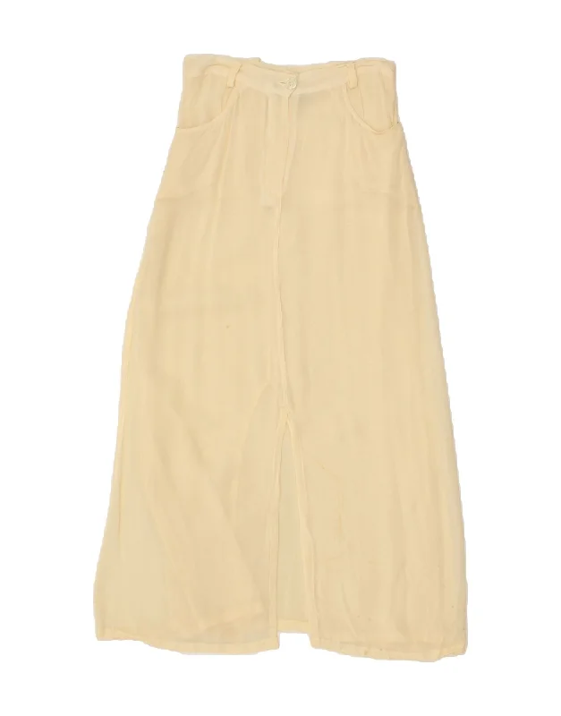 PATRIZIA PEPE Womens Maxi Skirt IT 42 Medium W28  Yellow Viscose belted skirt waist