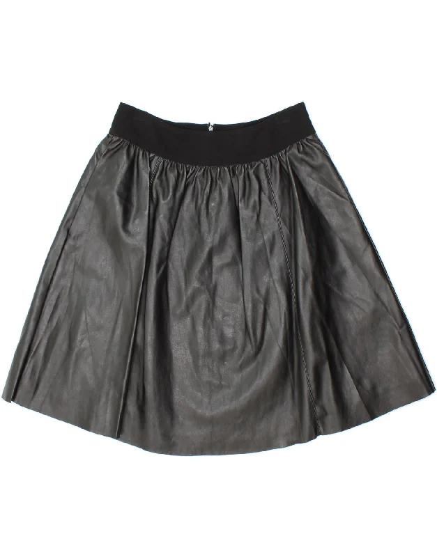 PENNY BLACK Womens Faux Leather A-Line Skirt UK 8 Small W26 Black tiered skirt playful PENNY BLACK Womens Faux Leather A-Line Skirt UK 8 Small W26 Black tiered skirt playful