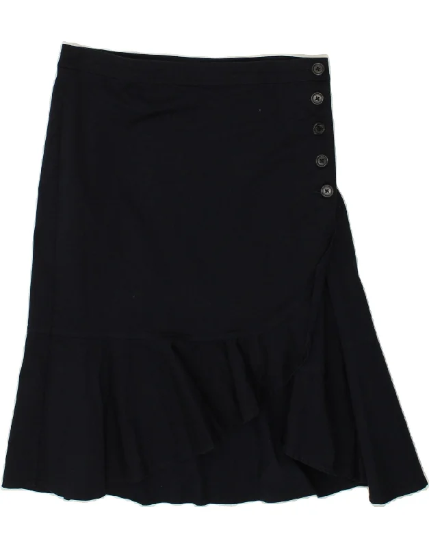 RALPH LAUREN Womens A-Line Skirt US 8 Medium W32 Navy Blue Cotton wool skirt warm