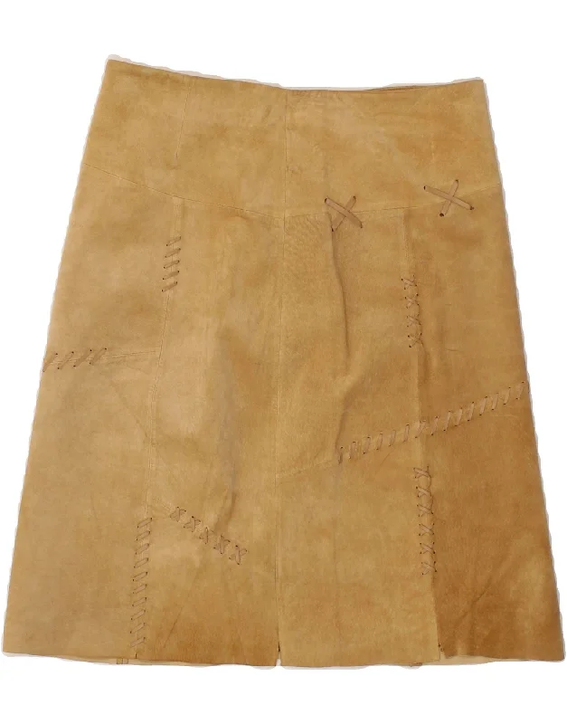 RENE' DERHY Womens Leather Skirt UK 16 Large W32  Brown cashmere skirt soft