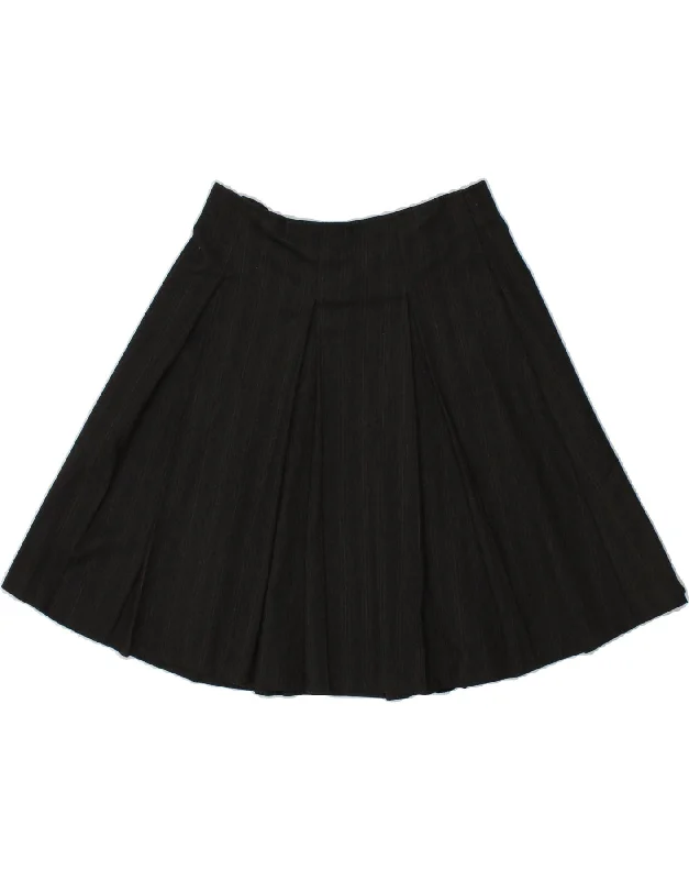 SISLEY Womens Pleated Skirt IT 40 Medium W30 Black Pinstripe Polyester cashmere skirt fine SISLEY Womens Pleated Skirt IT 40 Medium W30 Black Pinstripe Polyester cashmere skirt fine