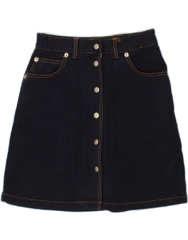 STEFANEL Womens Denim Skirt IT 38 XS W24 Navy Blue Cotton athletic skirt fit