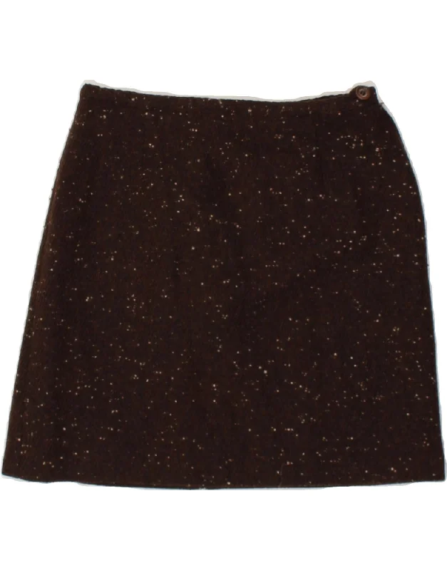 STEFANEL Womens Mini Skirt IT 42 Medium W28  Brown Flecked Wool floral skirt print