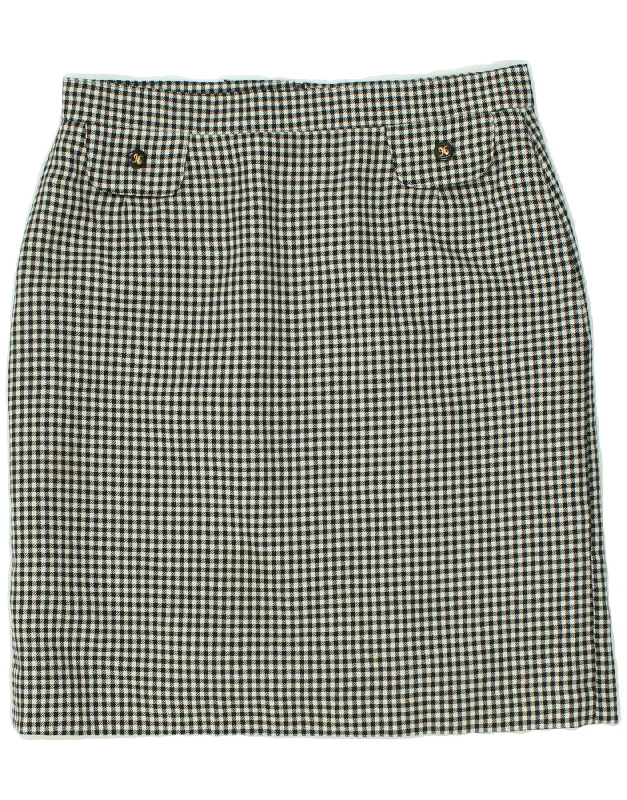 TREVIRA Womens Straight Skirt IT 44 Medium W32 Black Check Polyester wool skirt warm TREVIRA Womens Straight Skirt IT 44 Medium W32 Black Check Polyester wool skirt warm