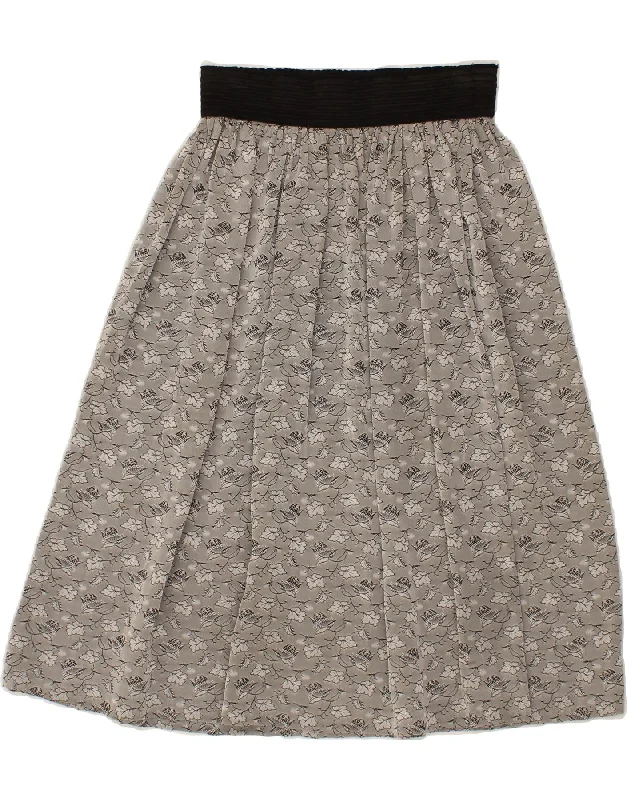 VINTAGE Womens A-Line Skirt W26 Small Grey Floral linen skirt breathable