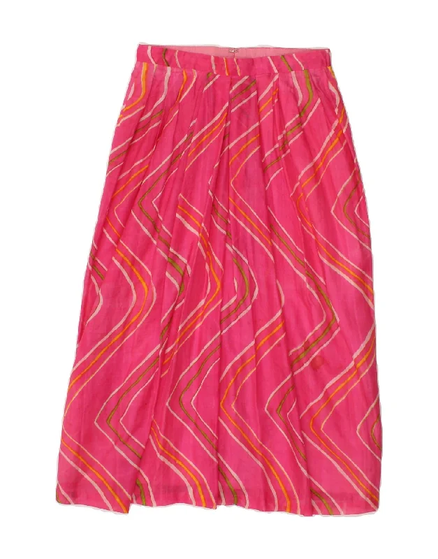 VINTAGE Womens A-Line Skirt W26 Small Pink Chevron patchwork skirt art