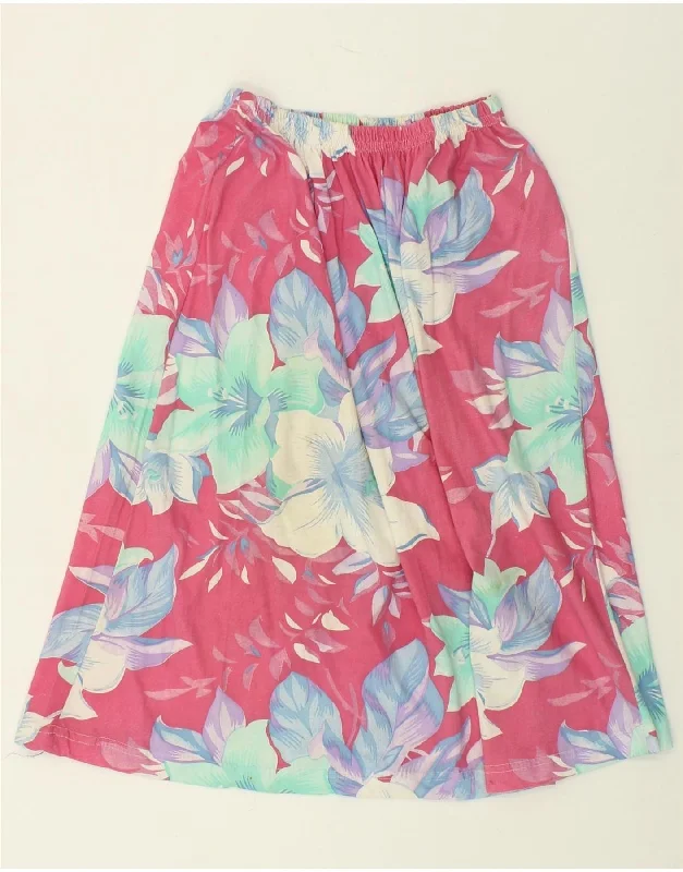 VINTAGE Womens A-Line Skirt W28 Medium Pink Floral spandex blend skirt