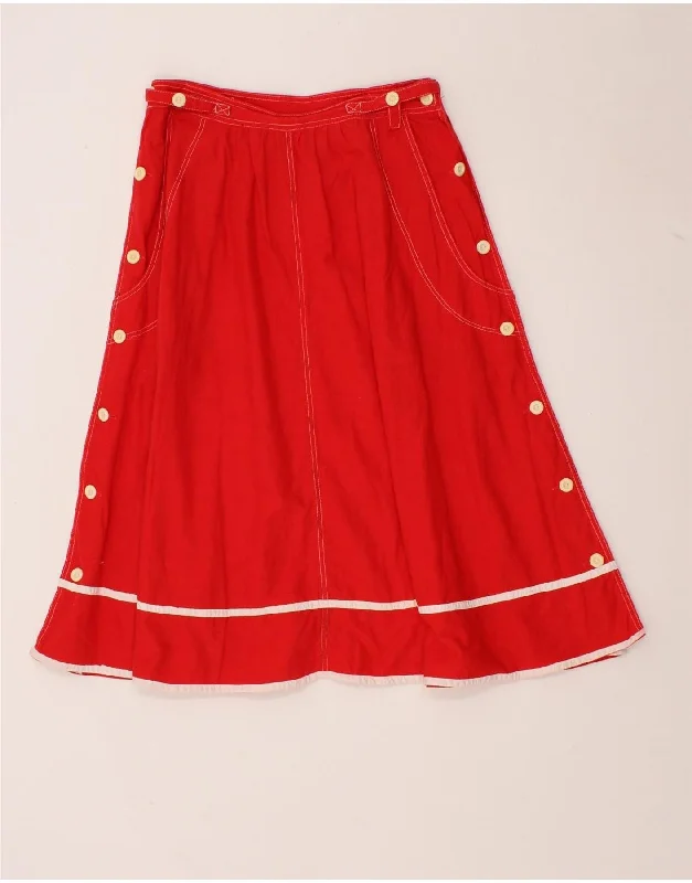 VINTAGE Womens A-Line Skirt W28 Medium Red wool skirt sturdy