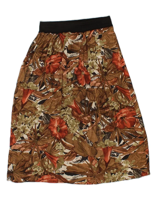 VINTAGE Womens A-Line Skirt W30 Medium  Brown Floral leather skirt bold