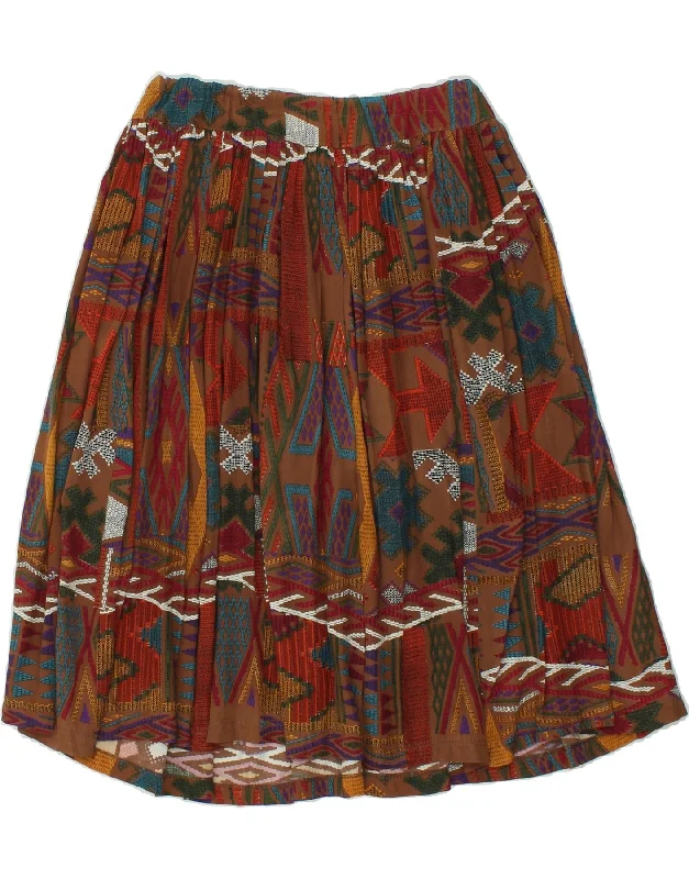 VINTAGE Womens A-Line Skirt W30 Medium Brown Geometric mini skirt trendy