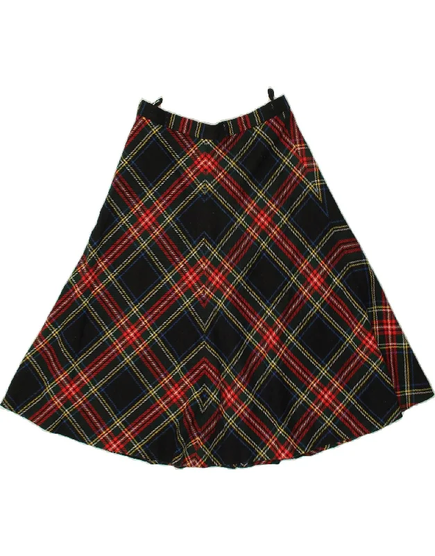 VINTAGE Womens A-Line Skirt W30 Medium  Navy Blue Plaid vintage skirt charm