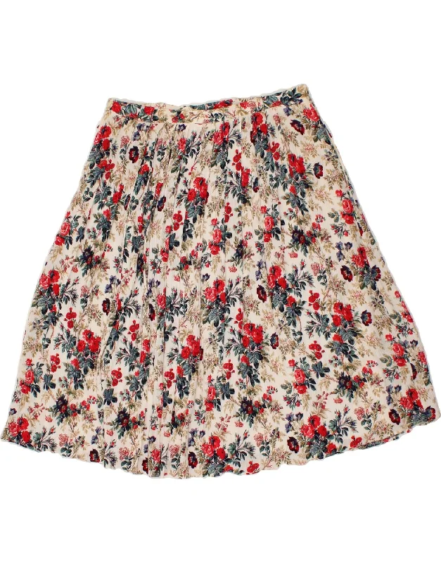 VINTAGE Womens A-Line Skirt W32 Large Multicoloured Floral cashmere skirt rich