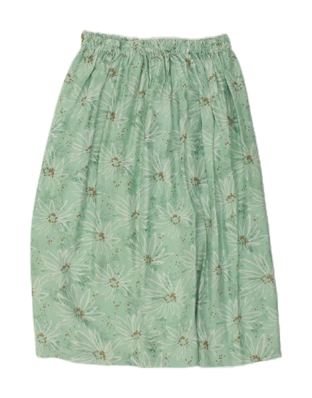 VINTAGE Womens A-Line Skirt W34 Large  Green Floral lace skirt intricate