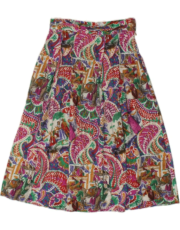 VINTAGE Womens Abstract Pattern A-Line Skirt UK 12 Medium W29 Pink Viscose cashmere skirt plush VINTAGE Womens Abstract Pattern A-Line Skirt UK 12 Medium W29 Pink Viscose cashmere skirt plush