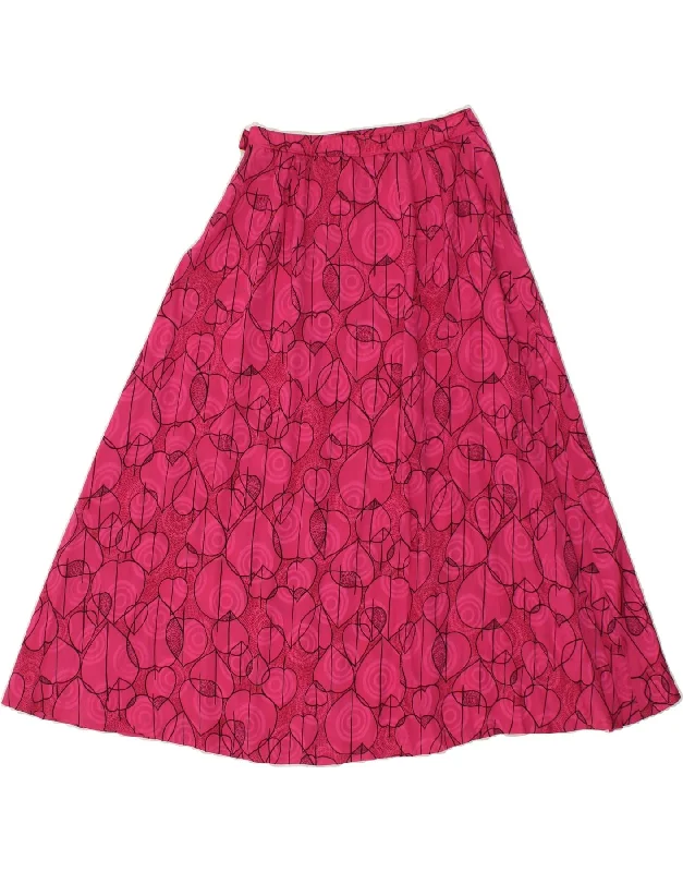 VINTAGE Womens Abstract Pattern A-Line Skirt W26 Small  Pink velvet skirt rich