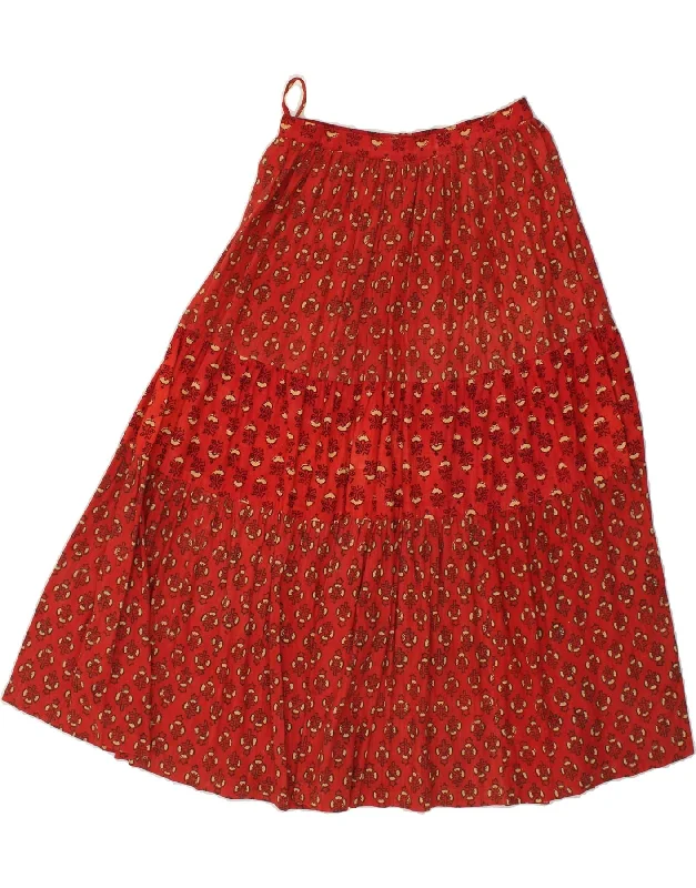 VINTAGE Womens Abstract Pattern A-Line Skirt W28 Medium  Red cashmere skirt soft