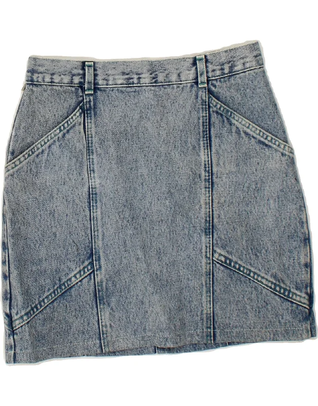 VINTAGE Womens Denim Skirt IT 38 XS W26  Blue Cotton silk skirt lustrous
