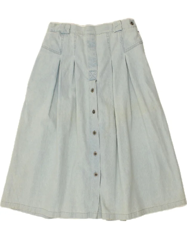 VINTAGE Womens Denim Skirt IT 44 Medium W30 Blue Cotton high slit skirt