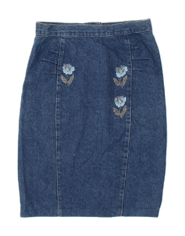 VINTAGE Womens Denim Skirt IT 46 Large W30 Blue cashmere skirt fine