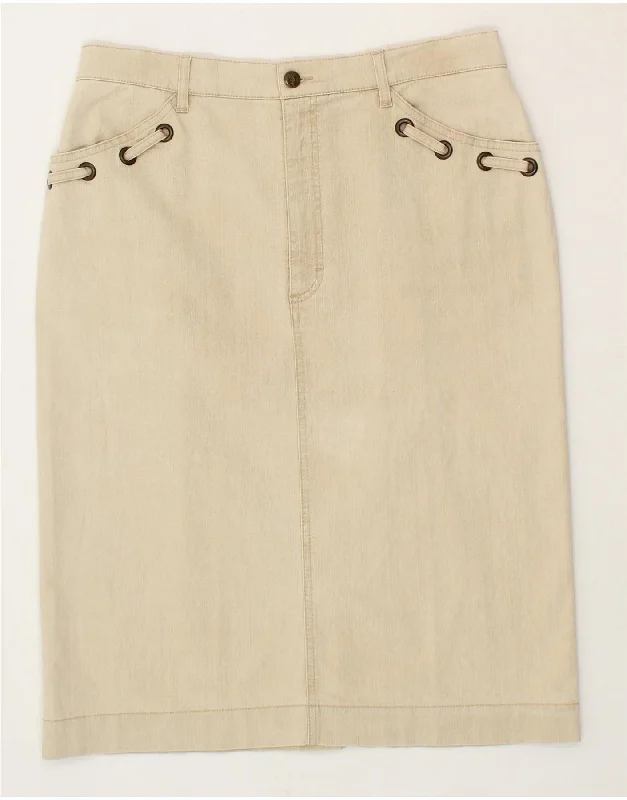 VINTAGE Womens Denim Skirt UK 16 Large W32 Beige breathable skirt fabric