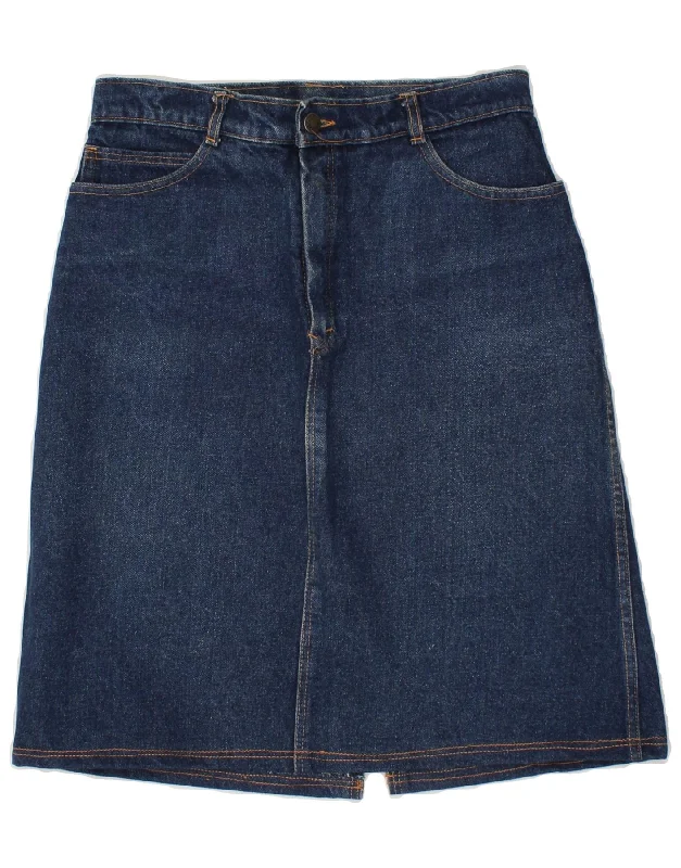 VINTAGE Womens Denim Skirt W29 Medium Navy Blue midi skirt versatile