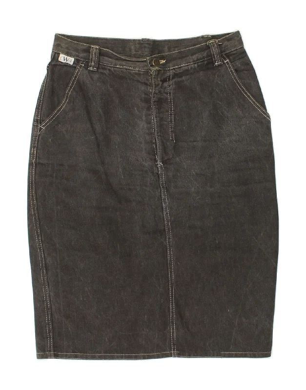 VINTAGE Womens Denim Skirt W30 Medium Grey Cotton ruffled skirt detail