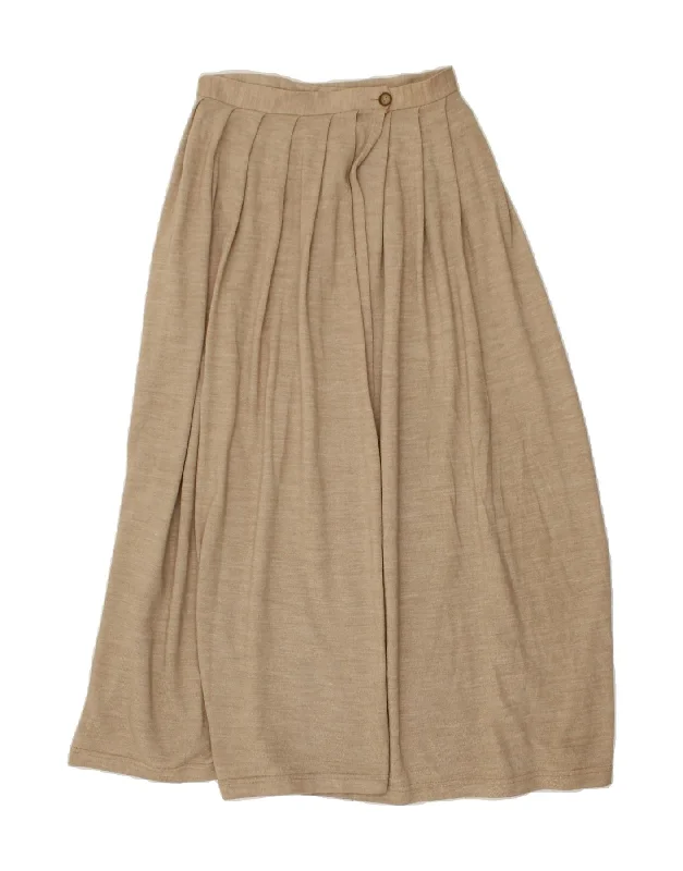 VINTAGE Womens Flared Skirt W28 Medium Brown Wool seamless skirt comfort