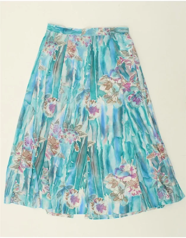 VINTAGE Womens Flared Skirt W30 Medium Blue Floral pencil skirt chic