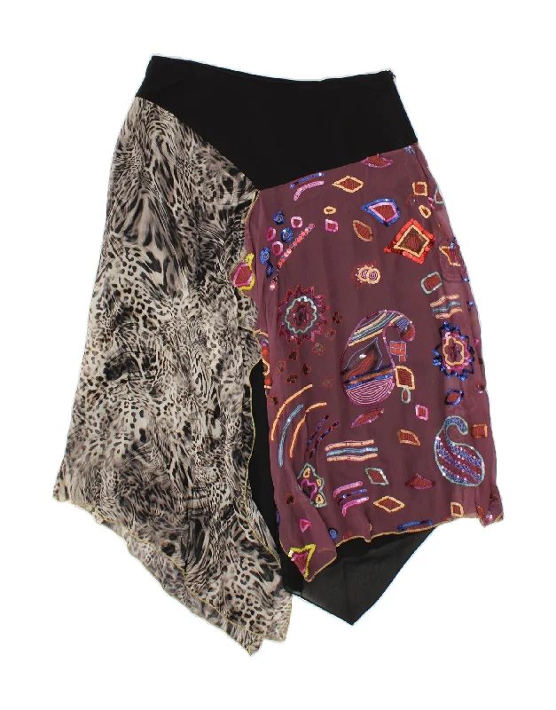 VINTAGE Womens Graphic Asymmetrical Skirt W32 Large Multicoloured lace skirt feminine VINTAGE Womens Graphic Asymmetrical Skirt W32 Large Multicoloured lace skirt feminine