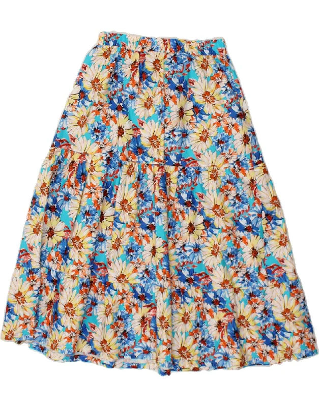 VINTAGE Womens Gypsy Skirt Medium W28 Multicoloured Floral Cotton pleated skirt texture VINTAGE Womens Gypsy Skirt Medium W28 Multicoloured Floral Cotton pleated skirt texture