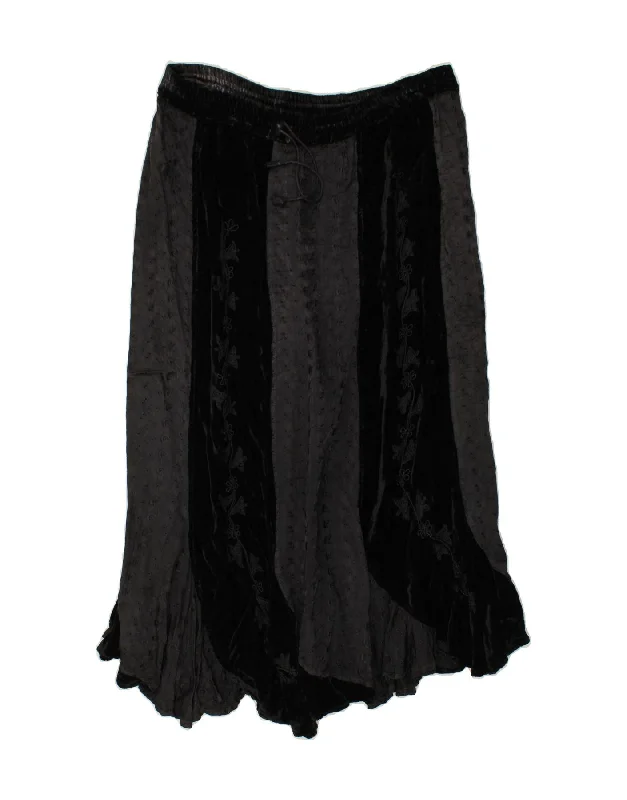 VINTAGE Womens Gypsy Skirt One Size Black Colourblock cashmere skirt soft