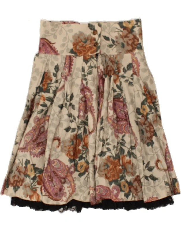 VINTAGE Womens High Waist A-Line Skirt IT 42 Medium W28 Beige Paisley cashmere skirt fine VINTAGE Womens High Waist A-Line Skirt IT 42 Medium W28 Beige Paisley cashmere skirt fine