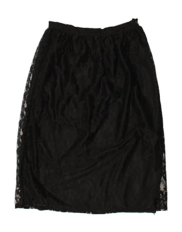 VINTAGE Womens High Waist A-Line Skirt IT 46 Large W28 Black Polyamide denim skirt fashionable VINTAGE Womens High Waist A-Line Skirt IT 46 Large W28 Black Polyamide denim skirt fashionable