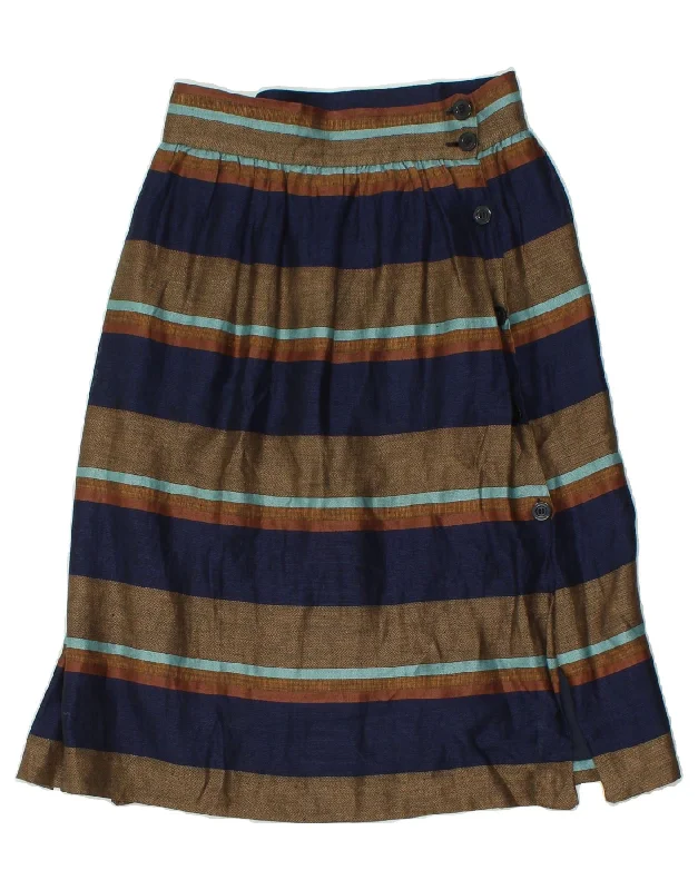 VINTAGE Womens High Waist A-Line Skirt IT 46 Large W28 Navy Blue Striped denim skirt durable VINTAGE Womens High Waist A-Line Skirt IT 46 Large W28 Navy Blue Striped denim skirt durable