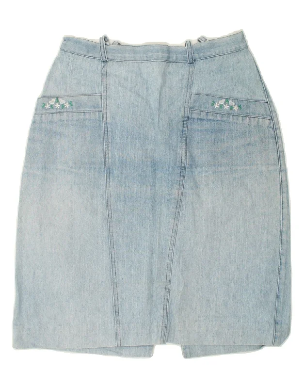 VINTAGE Womens High Waist Denim Skirt IT 46 Large 28 Blue Cotton elastic waist skirt VINTAGE Womens High Waist Denim Skirt IT 46 Large 28 Blue Cotton elastic waist skirt