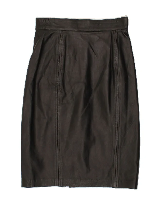 VINTAGE Womens High Waist Leather Skirt IT 44 Medium W26  Black wool skirt thick