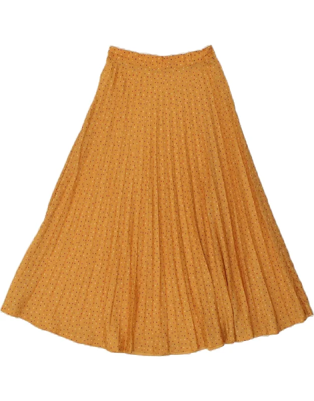 VINTAGE Womens High Waist Pleated Skirt IT 44 Medium W26 Yellow Spotted linen skirt relaxed VINTAGE Womens High Waist Pleated Skirt IT 44 Medium W26 Yellow Spotted linen skirt relaxed