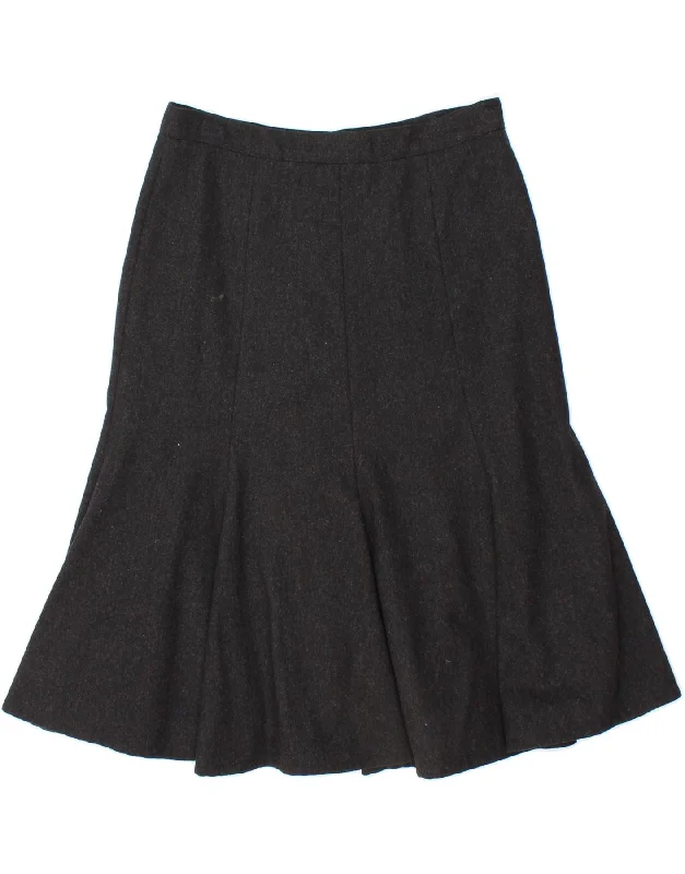 VINTAGE Womens High Waist Trumpet Skirt IT 50 XL W28 Grey Wool spandex blend skirt