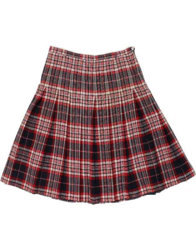 VINTAGE Womens Knife Pleated Skirt W32 Large Red Plaid cotton skirt soft