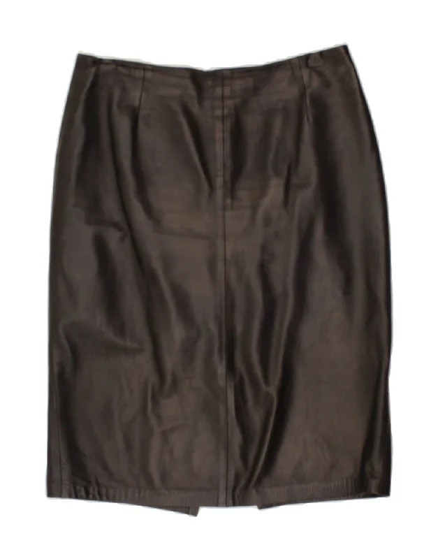VINTAGE Womens Leather Skirt IT 42 Medium W30  Black Leather lace skirt romantic